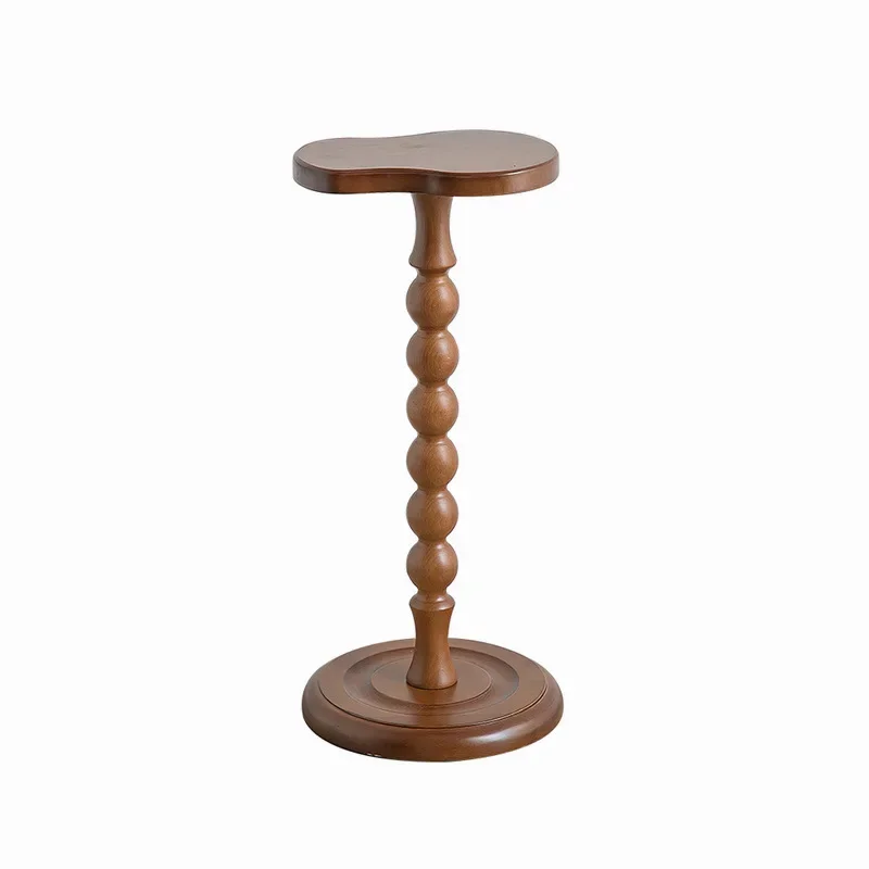 

Retro Solid Wood Small Side Table Round Medieval Solid Wood Small Coffee Table Mini Small Shelf Cup Table