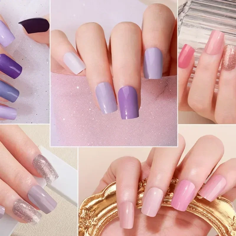 Nail Stickers 1sheet Semi Cured Gel Nail Stickers Long-Lasting Solid Color Nail Strips Patch Slider Uv Lamp Cured Decal Manicure Patch nail decals