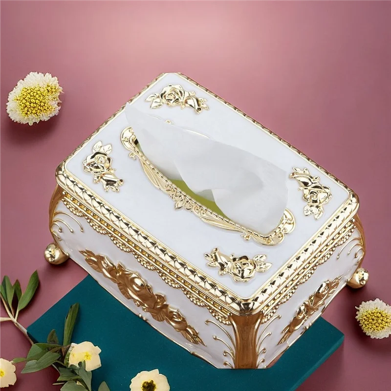 1Pcs gold storage tissue box Nordic style light luxury gilded decorative storage box suitable for living room/bathroom cabinets 4