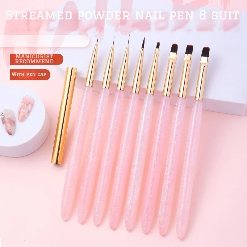 1Pcs Pink Nail Art Brush For Manicure Salon Tool Professional Painting Drawing UV Gel Extension Pen Nail Polish Nail Brushes