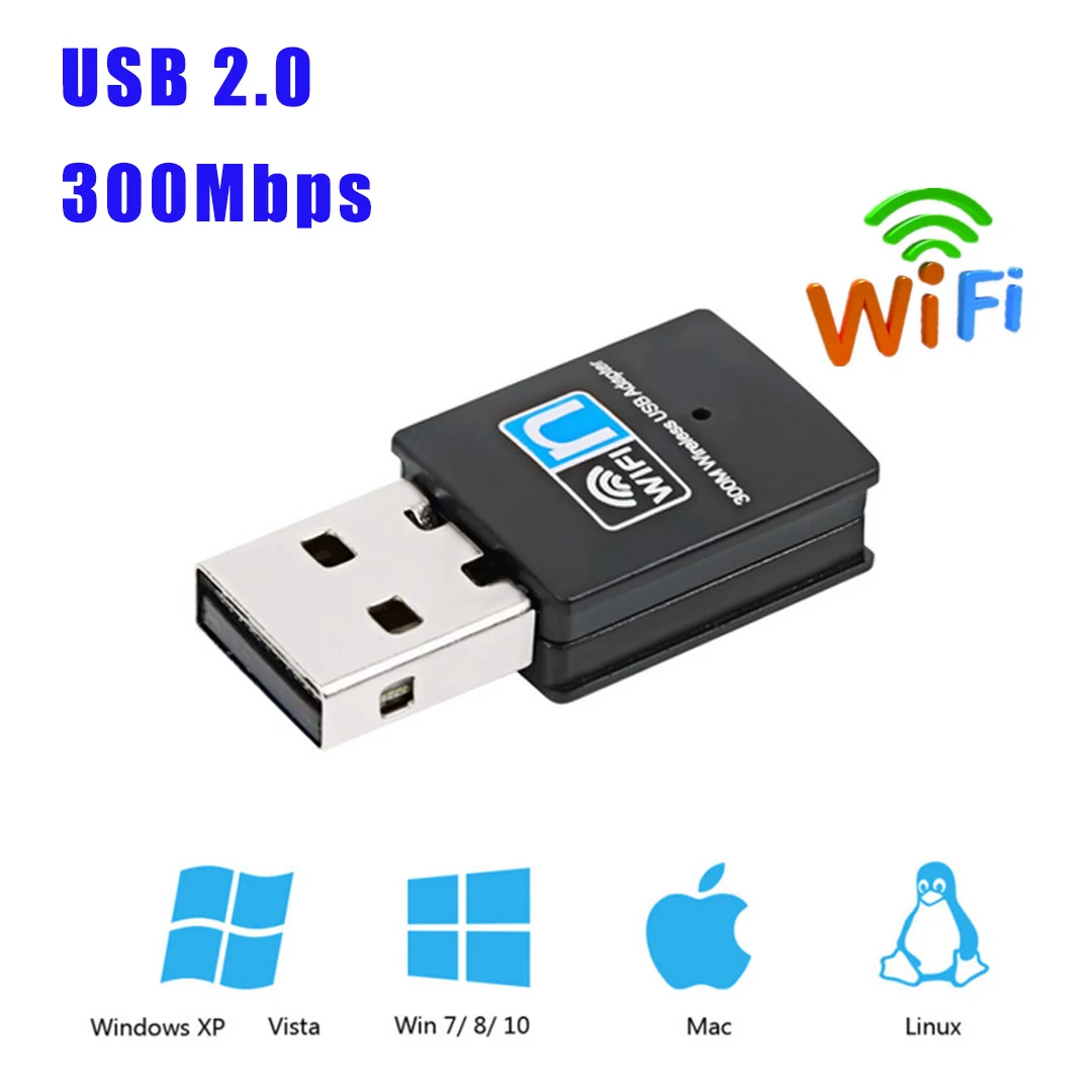 Беспроводной USB Wi-Fi Адаптер 300 Мбит/С, USB, Приемник, Сетевая.