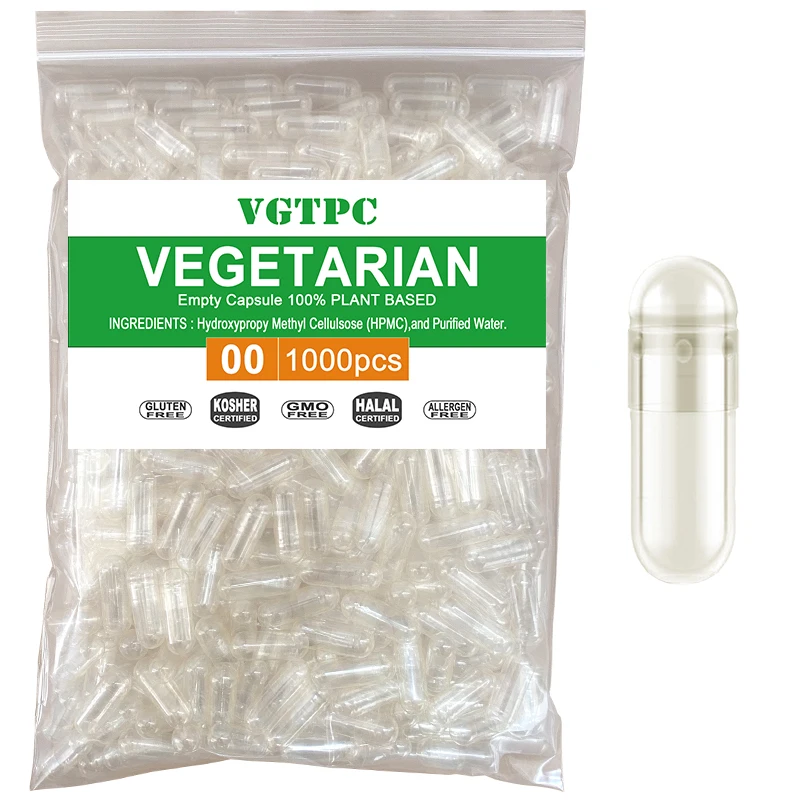 1000Pcs 000#,00#,0#,4# Empty Capsule Clear Hollow Transparent Hard Gelatin Seperated Joined Blue White Capsule Shell