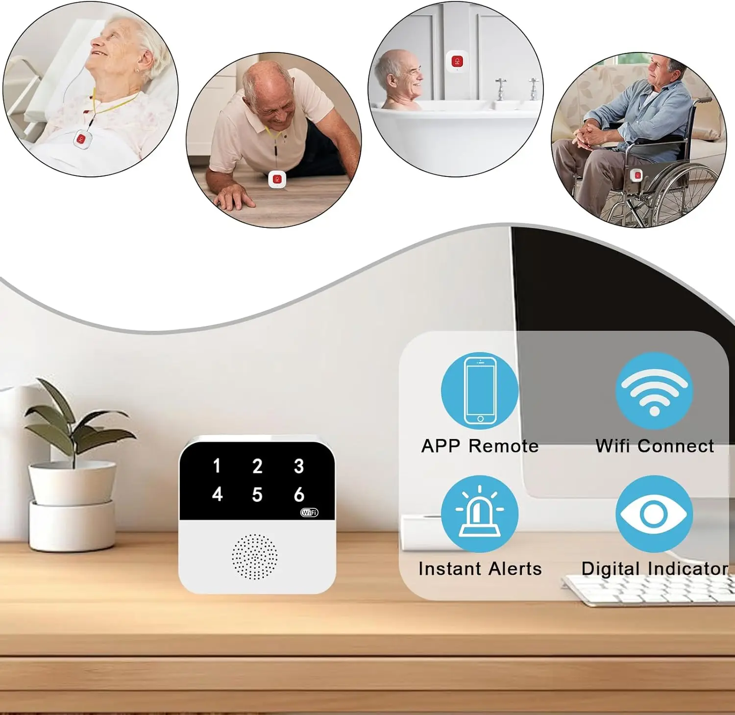 WiFi Caregiver Pager Nurse Call Button For Elderly Digital Display Hospital Alert System Call Bell Smart App For Restaurant medical alert button,emergency alarm button