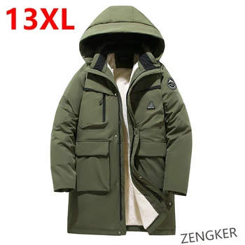 Plus giacca lunga cappotto invernale da uomo a tripla prova giacca trendy addensata con cappuccio di media lunghezza extra large taglie forti abbigliamento uomo 1