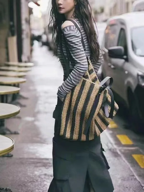 Women's Large Capacity Shoulder Bag Summer Straw Woven Basket Handbag Fashion Female Luxury Designer Beach Bag Bali Shopper Tote