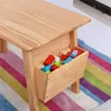 Kids Solid Wood Table and 2 Chair Set with Storage Desk and Chair Set for Children Toddler Activity Table (Solid Wood/Natural) 5