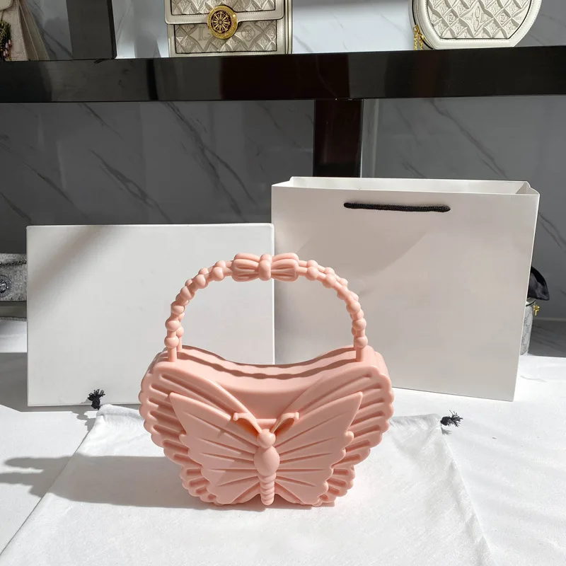 New Butterfly Women's Bag PVC Fashion Jelly Bags Candy Color Handbags Outdoor Picnic Bags Fashion Trend Casual Handbag Female