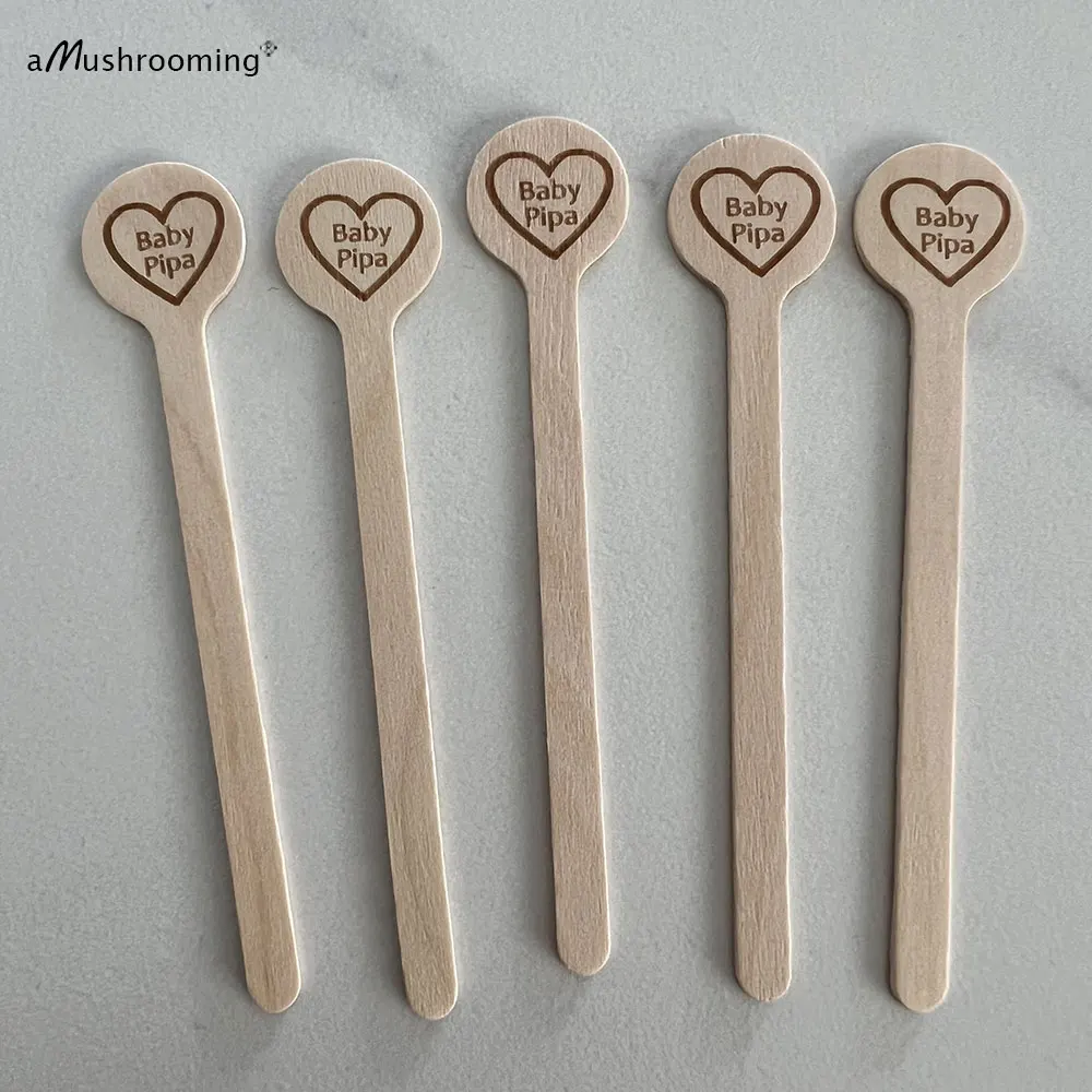 100pcs Round Stir Sticks with Name for Baby Shower Party Decoration Hot Cold Beverage Stirrers Cocktail Drinking Sticks