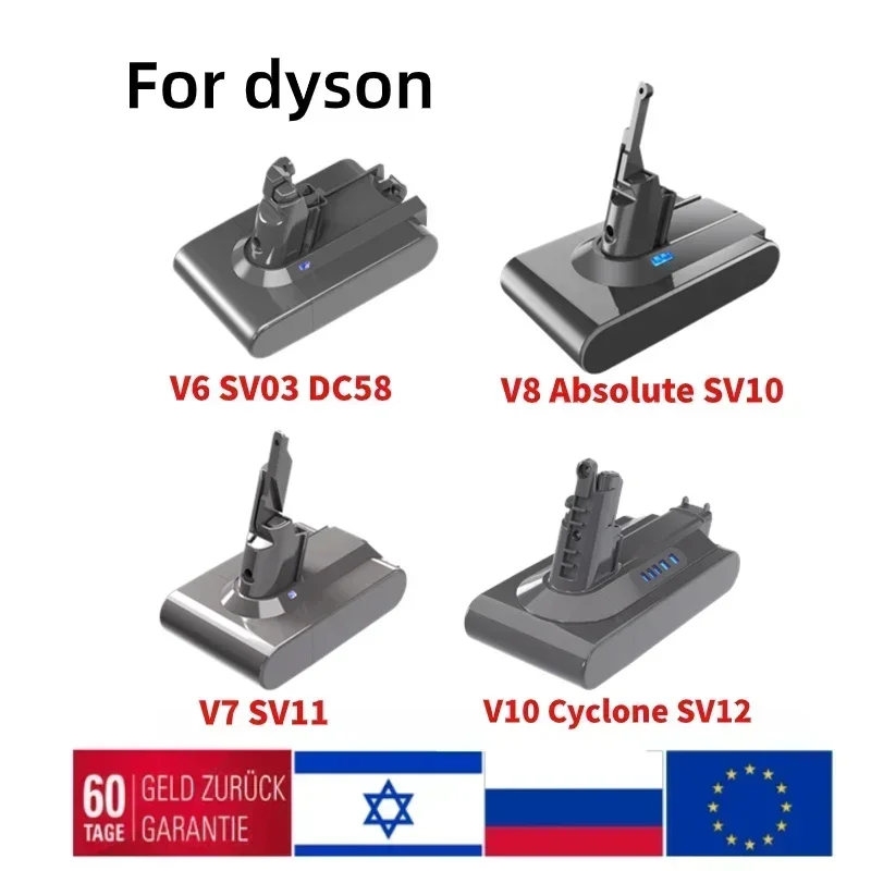 

2023 Upgrade 21.6V Batterie for Dyson V6 V7 V8 V10 Series SV12 DC62 SV11 sv10 Handheld Vacuum Cleaner Spare battery
