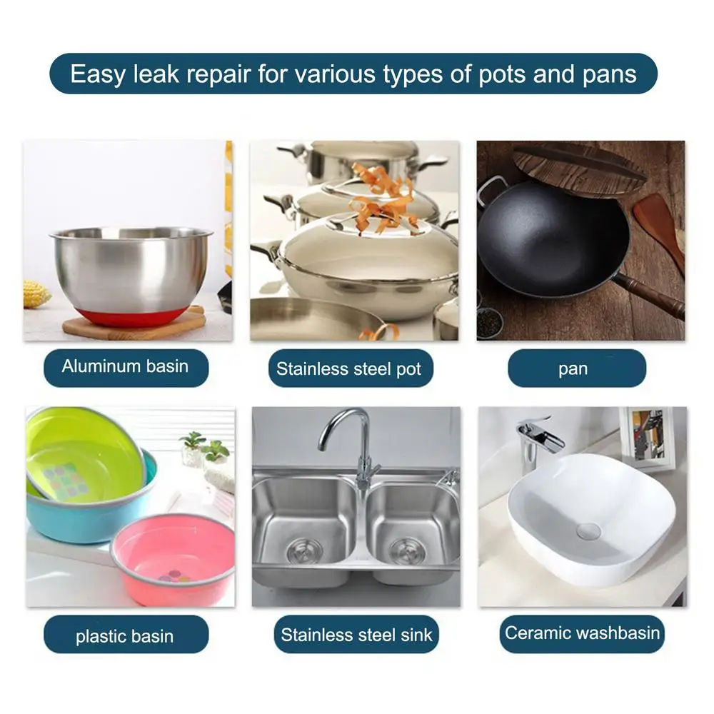 Description Picture 5 of itemPot Metal Aluminum Foil Sticker 10pcs Pot Crack Repair Patches Waterproof Aluminum Foil Labels Cookware Maintenance Stickers For