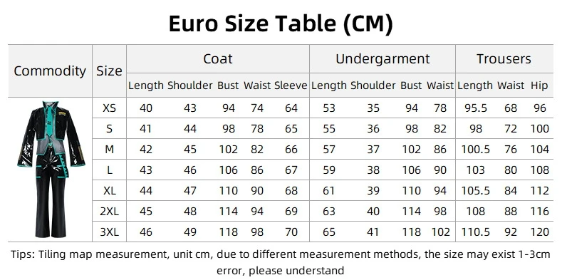 Hatsune Miku-Inspired Black Suit Cosplay Set for Men/Women (Unofficial)
