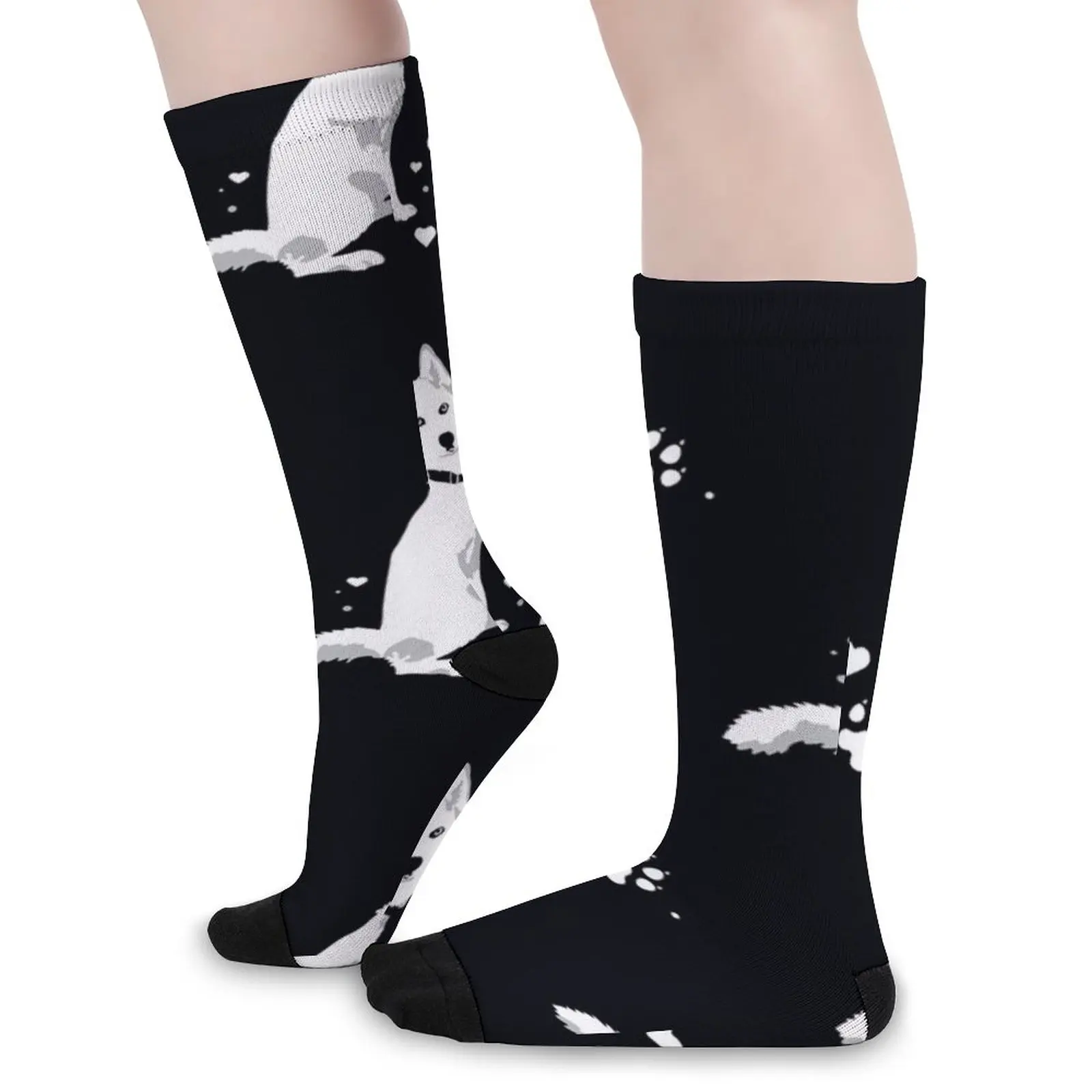 cute white Siberian Husky sweet white Snow dog Socks men gifts golf
