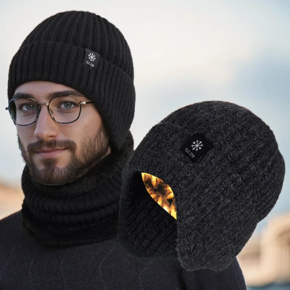 LOOGDEEL Winter Outdoor Fleece Hat Men Women Motorcycles Warmth Ear Protection Thick Knitted Cycling Cap Windproof Headwear polar fleece caps knitted hat knitted cap knitted beanie winter hat