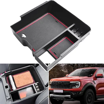 Car Armrest Storage Box Tray Console Organizer Holder for Ford Ranger&Ranger Raptor 2024 Electric handbrake Interior Accessories 1