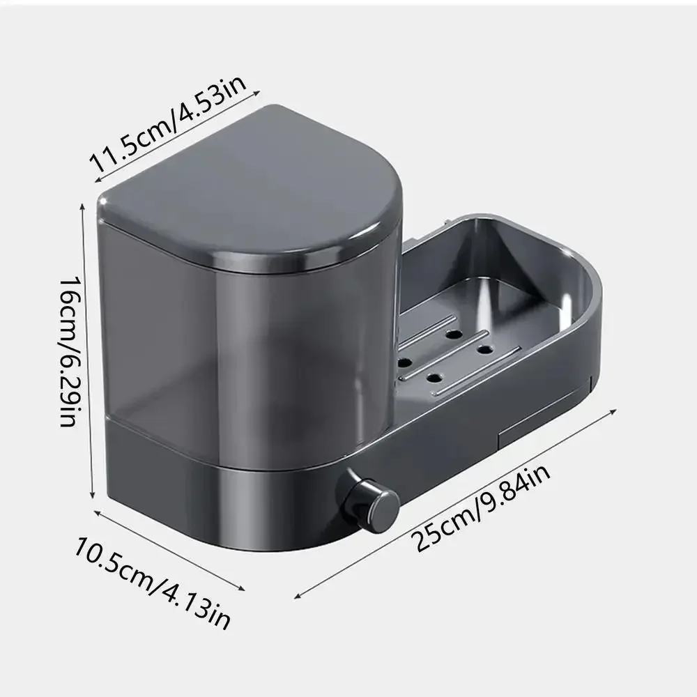 Description Picture 2 of itemWall-mounted Kitchen Sink Press Soap Dispenser Punch-free Kitchen Dish Soap Press Drain Storage Rack Kitchen Accessories