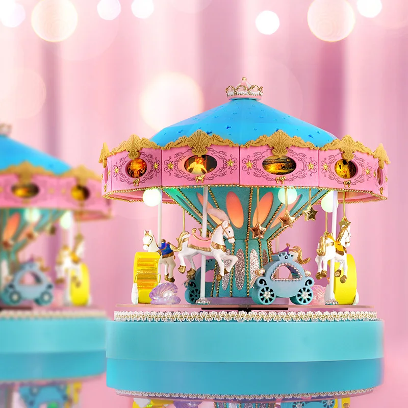 

DIY Cabin Handmade Music Box Carousel Assembly Model Girl Toy Birthday Gift
