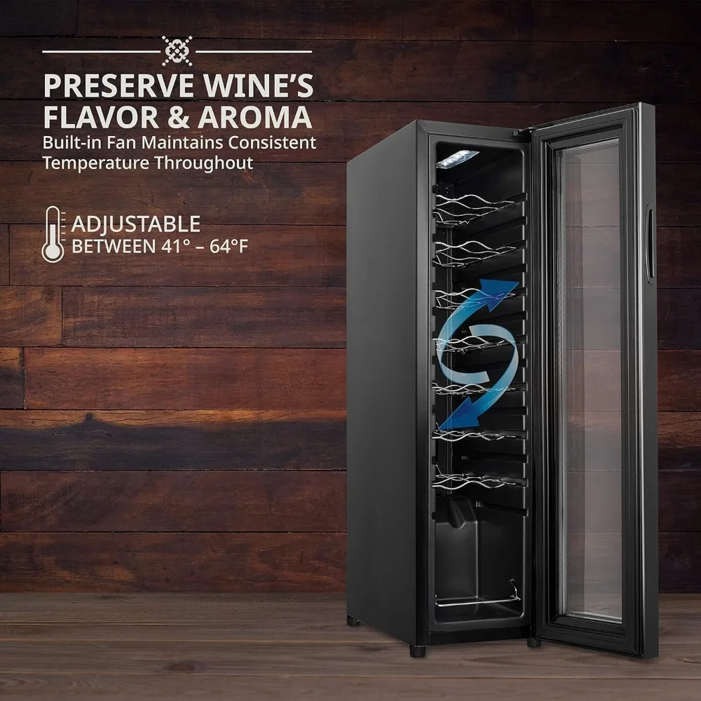 New 16 Bottle Compressor Wine Cooler Refrigerator W/Lock ，41f-64f Digital Temperature Control Fridge Glass Door