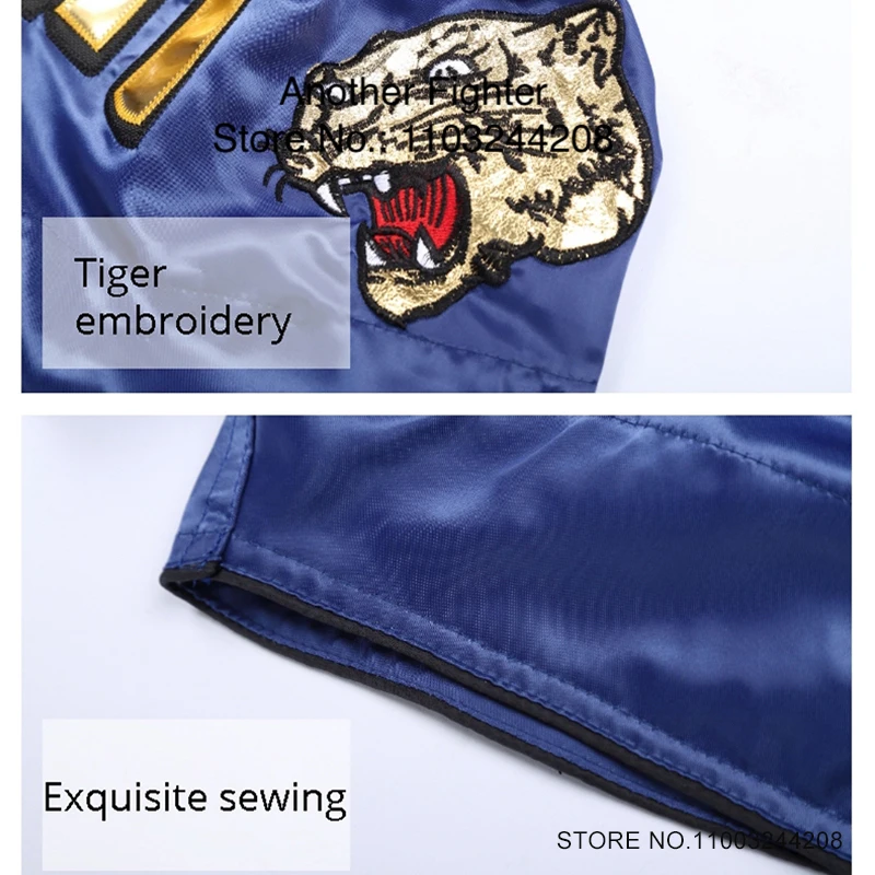 Muay Thai Shorts Tiger Boxing Shorts Men Women Kids Embroidery Martial Arts BJJ MMA Clothing Satin Short Kickboxing Fight Pants