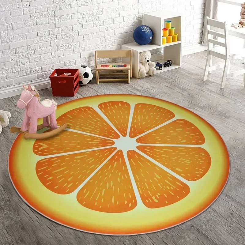 

2024 Round fruit carpet floor cushions the home yellow
