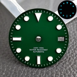 28.5mm Luminous Dial with GMT Hands - Premium Watch Accessories - No logo (51 green silvery)