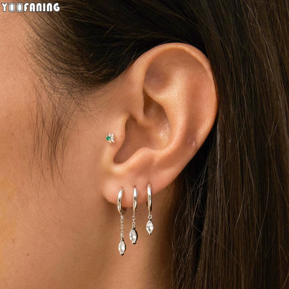 أقراط دائرية من الفضة الإسترلينية البسيطة للنساء ،...