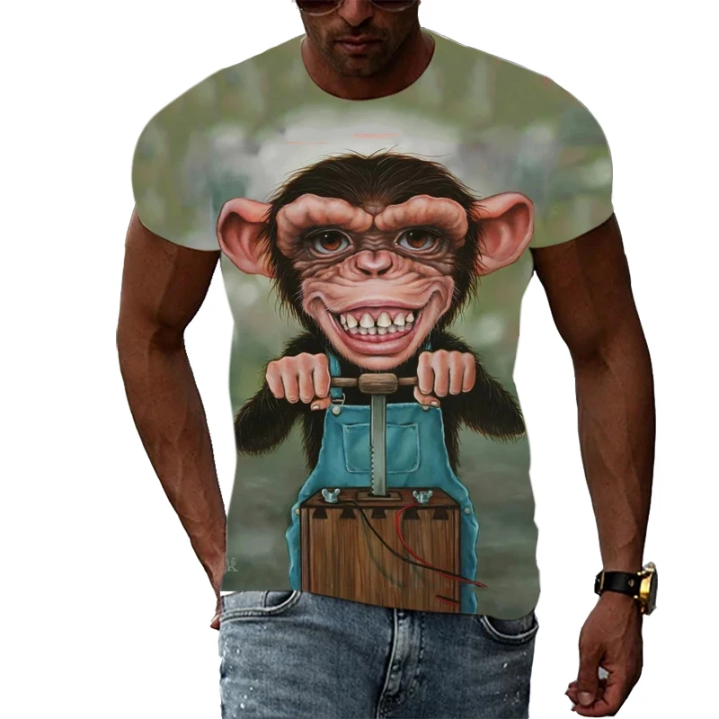 Hommes À Manches Courtes Drôle Animal Imprimé En 3D Graphique