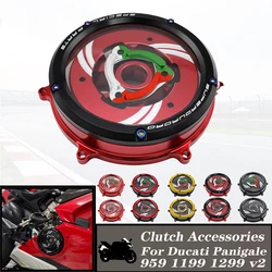 For Ducati Panigale 959 1199 1299 2012-2015 R/S V2 2020 -2021 Engine Clear Clutch Cover Motorcycle Waterproof Protector Guard