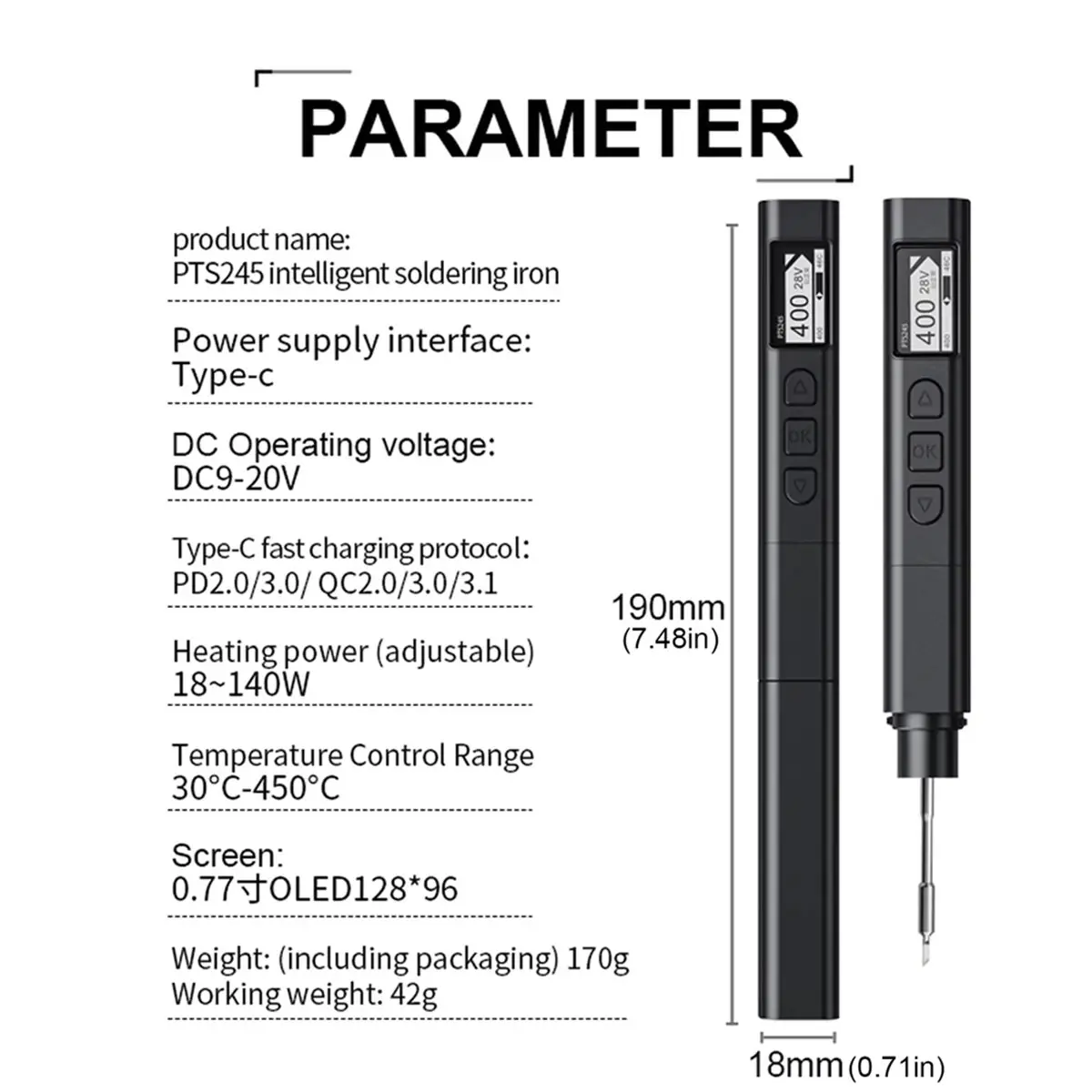 추수감사절 기념 PTS245 납땜 인두 키트 PD3.1 140W 스마트 디지털 미니 납땜 스테이션 전자 수리 DIY 납땜 키트