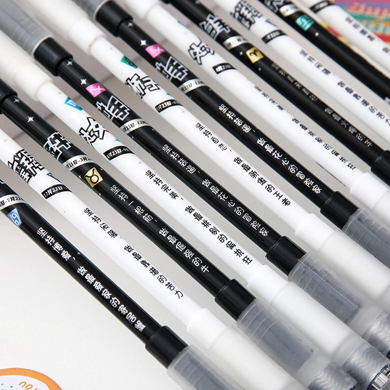 12 Constellations Rotating Led Flash Gel Pen Gaming Spinning Pen Creative Lighting Student Stationery Test Signature multifunction pen