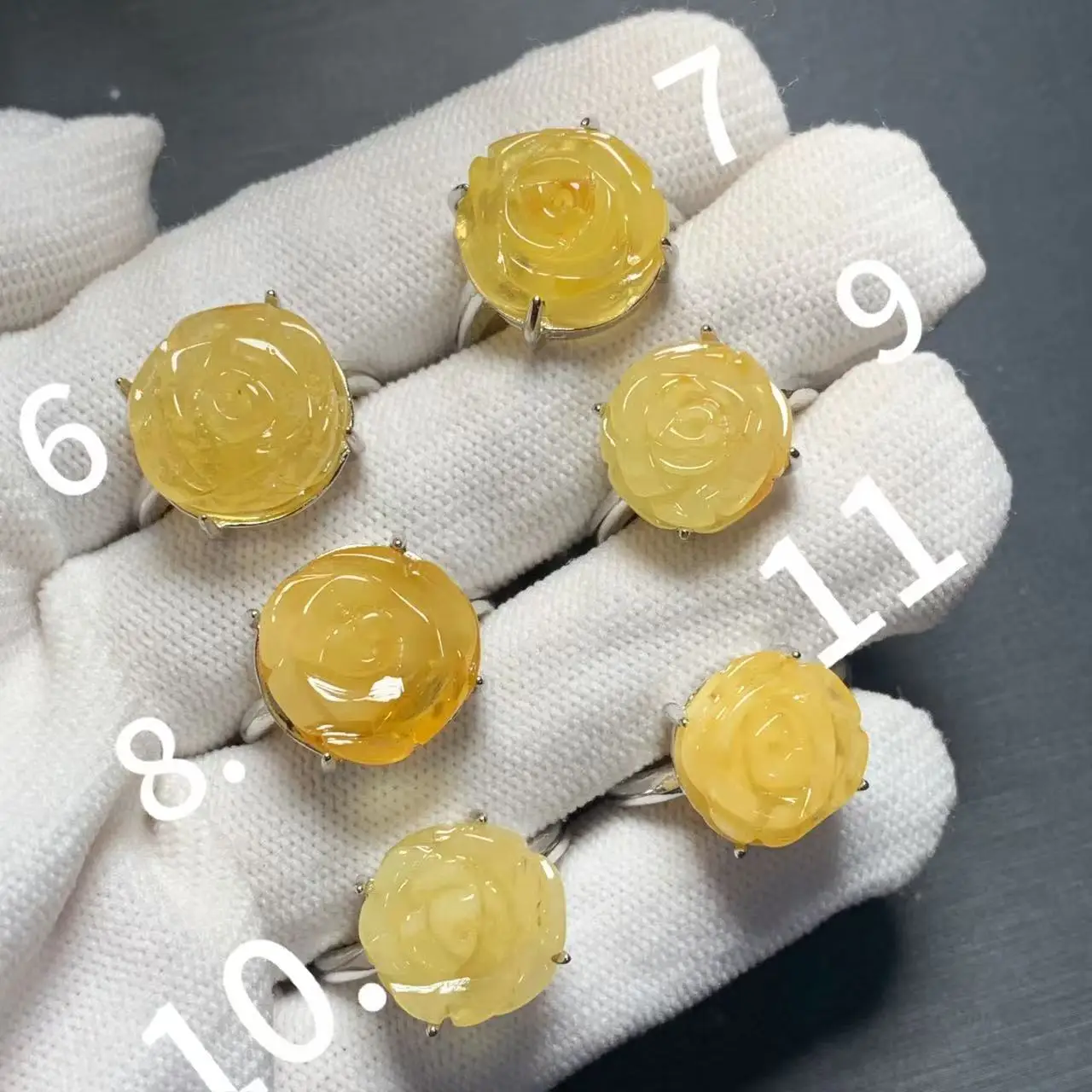 Natural Amber Ring Female Handmade Simple Three-Dimensional Accessories Gem Wholesale Jewelry Organic Gems