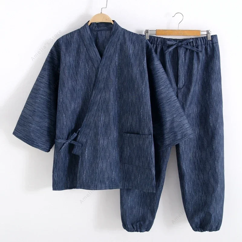 Samue Japanese Traditional Work Clothing 2pcs Sets Jacket Pants Buddhist Monks Nuns Zen Buddhism Landscaping Gardening Work Wear