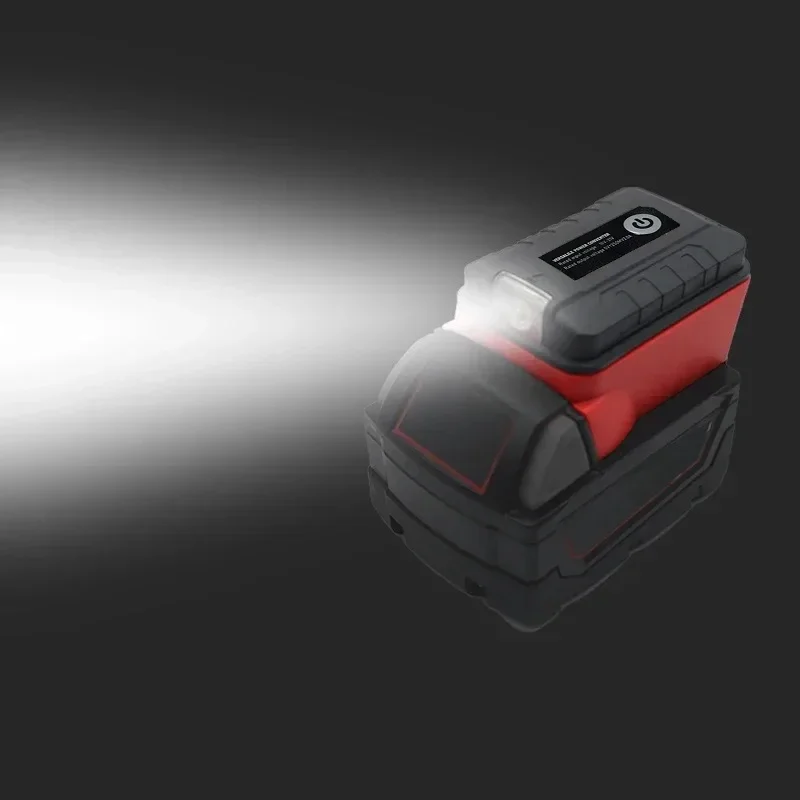 휴대용 작업 램프 토치 스포트라이트 LED 조명 밀워키 18V 배터리 용 듀얼 USB 충전 포트 전원 은행 어댑터 변환기