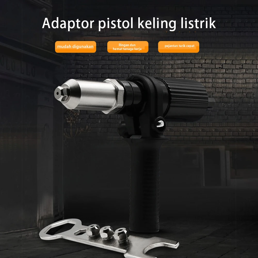 Rivet Gun Conversion Head Rivet Nut Gun Drill Adapter Cordless Riveting Tool Adapter 2.4mm-4.8mm for Quickly Pull
