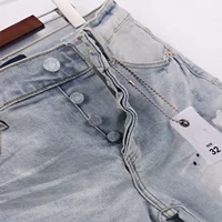 Autumn and winter Korean version of  men's clothing blue ripped micro-elastic jeans men's small feet and trousers 2