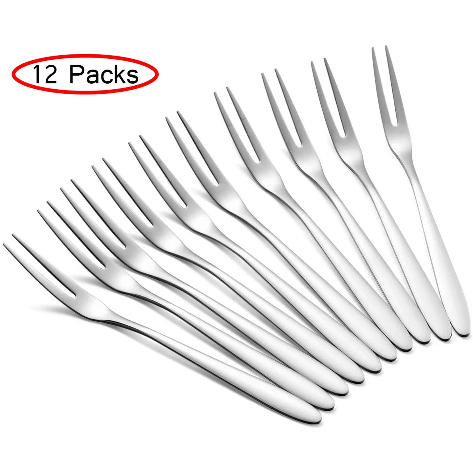Description Picture 2 of item12Pcs Fruit Forks Stainless Steel Two-toothed Fork Cake Dessert Fork Small Fork Multifunctional Household Kitchen Flatware