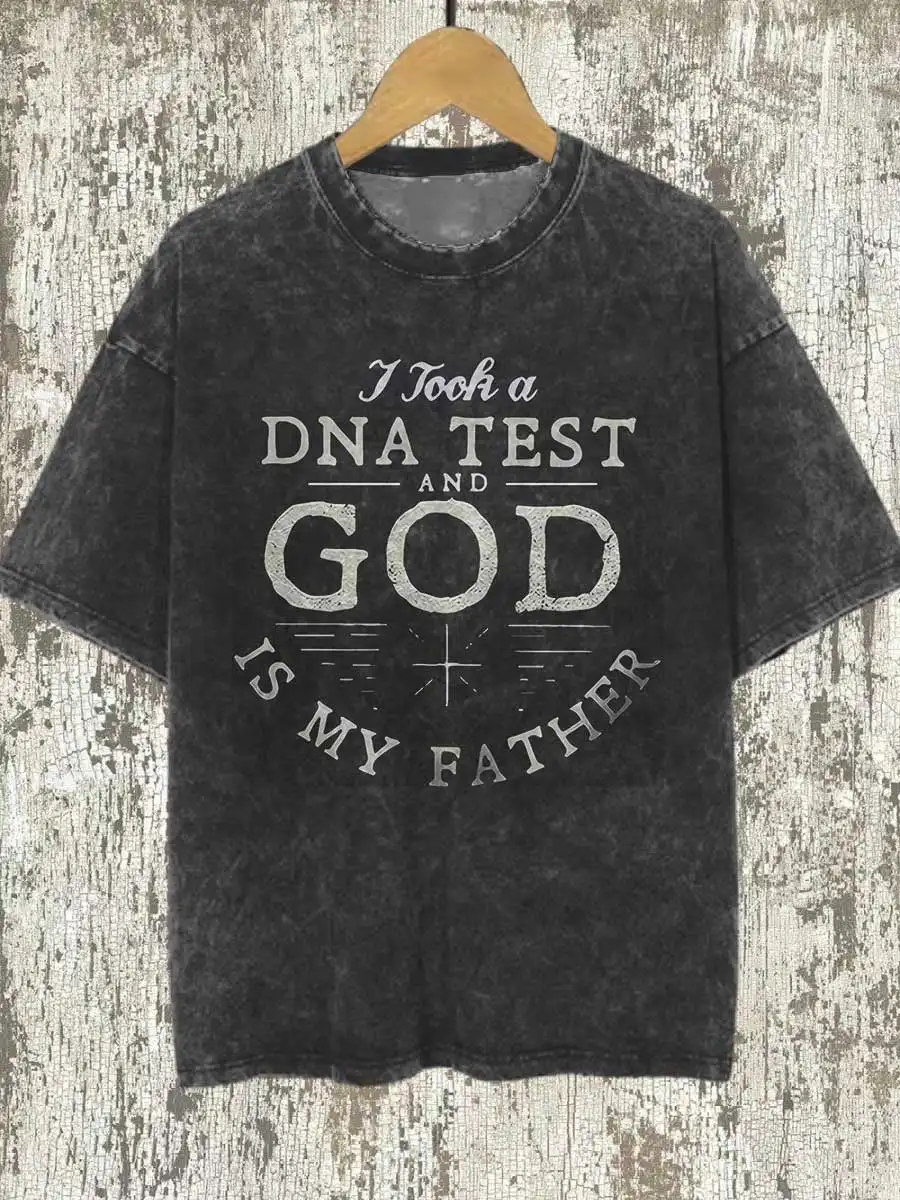 Rheaclots Rock Punk Dna Test God Is My Father T-Shirt Girocollo Manica Corta Stampata