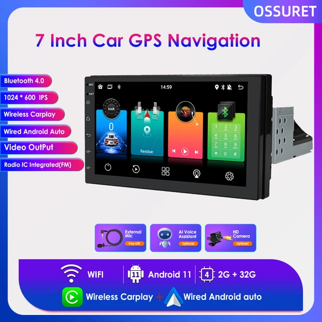 Single 1 DIN Car Radio GPS NAVI Carplay 6.9 Inch Stereo Player Android 12 1+32G