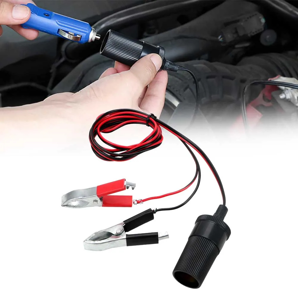Car Accessories 12V 15A Female Batteries Socket Plug Car Battery Terminal Clamp Clip Cigarette Lighter Power Socket Adaptor 3