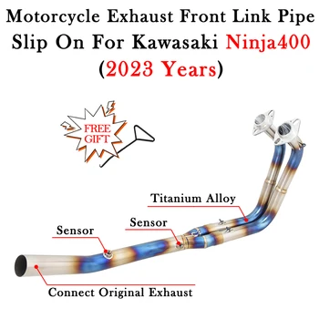 Slip On For KAWASAKI Ninja400 Z400 2023 Motorcycle Exhaust Muffler System Escape Moto Modify Bike Titanium Alloy Front Link Pipe