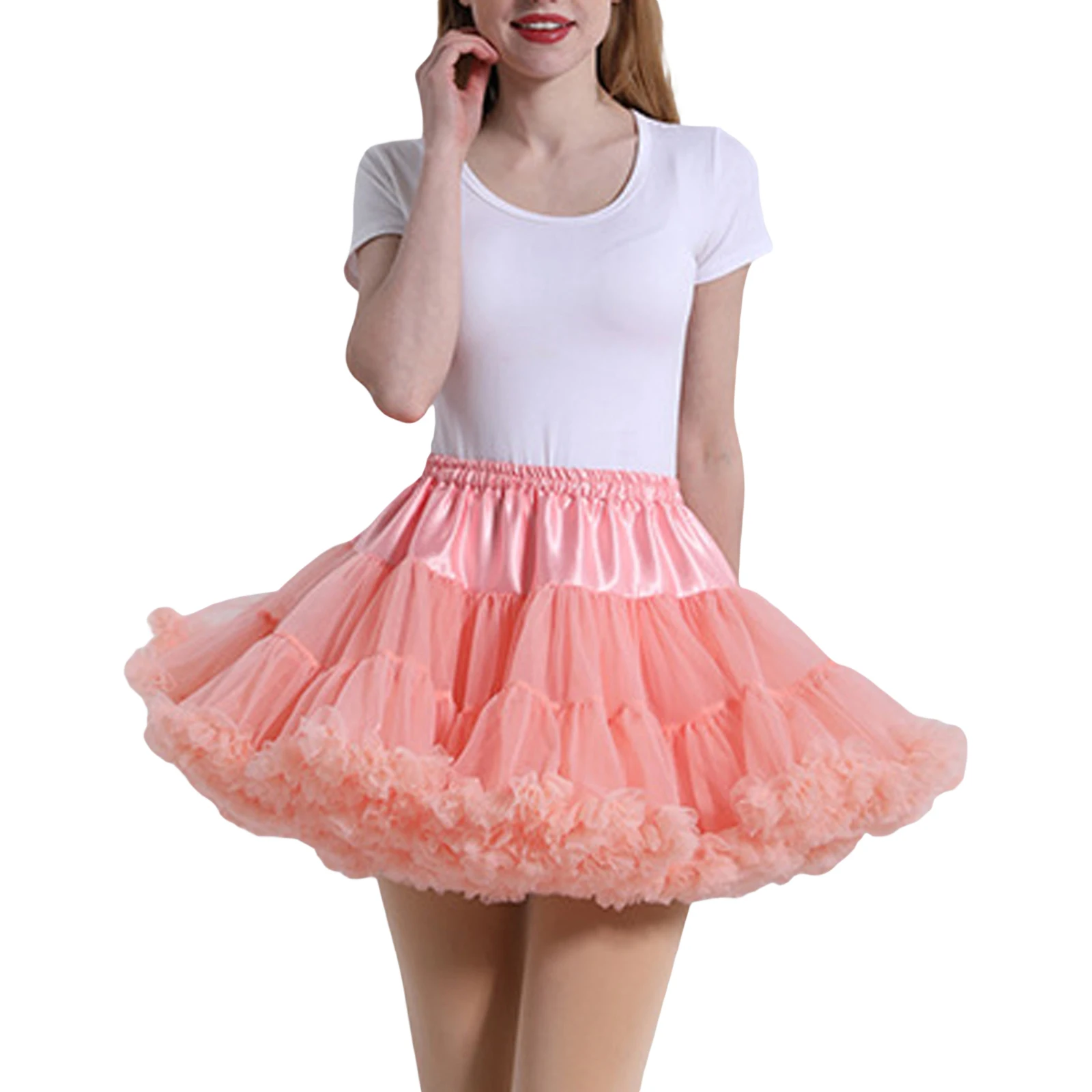 

Women Lolita Puffy Tulle Petticoat Layered Pleated Short Skirts Elastic A-Line Princess Ballet Dance Tutu Skirt Cosplay Costumes