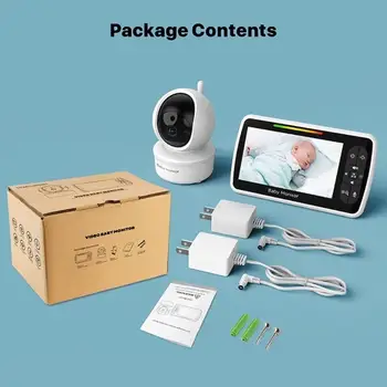 C5AB Video Baby Monitor with Camera and 2-Way Talk Temperature Detector 5'' Display 1