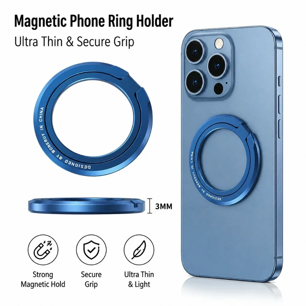 Magnetic 360° Rotatable Foldable Phone Kickstand with Ultra-Thin Design
