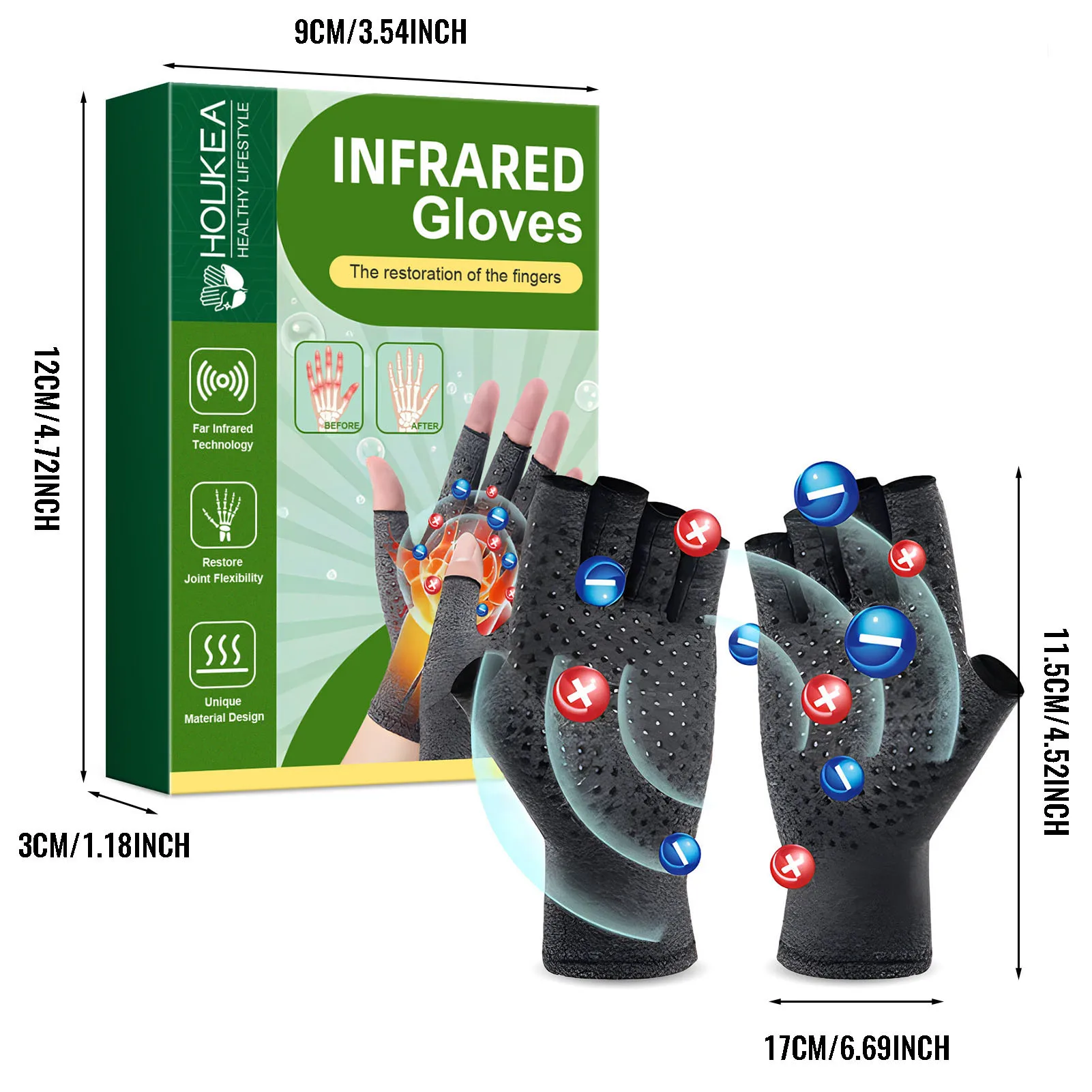 Half Finger Joint Pain Relief Gloves Anti-Arthritis Therapy Compression Sports Gloves For Women Men Therapy Wristband fingerless gloves compression gloves gym gloves