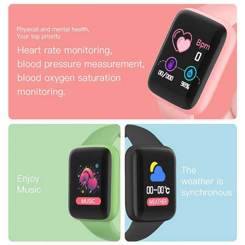 Y68 Pro Smart Watch Bluetooth Fitness Tracker Bracelet Sport Heart Rate Blood Monitor D20 Macaron Kid's Smartwatch For Xiaomi