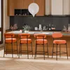 Bar Stools Set of 4,24 Inches Modern Counter Height Bar Stools with Curved Back Metal Legs, Orange Upholstered Boucle Barstools 1