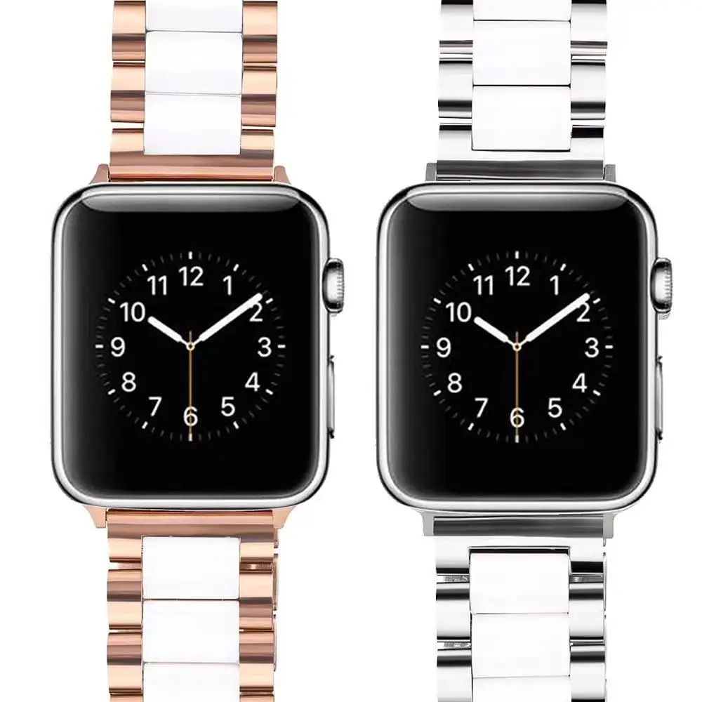 Ceramic strap for Apple watch 45mm 44mm 41mm 42mm 40mm 38mm Metal stainless steel bracelet strap iWatch Ultra 8 7 6 5 4 SE band