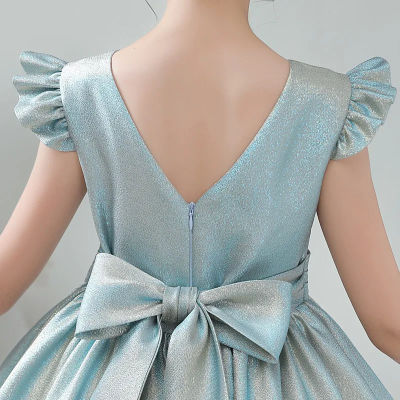 Dideyttawl Birthday Party Princess Girls Gown Pageant Ball Gown Glitter Satin Flower Girl Dress Junior Concert Bridesmaid