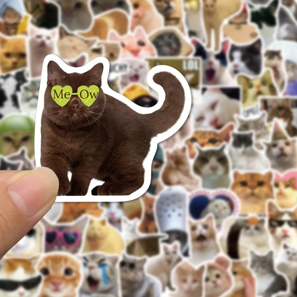10/50/100pcs Funny Cute Cat MEME Animals Stickers Kawaii Decals Scrapbooking Notebook Luggage Laptop Skateboard Sticker Toy 3