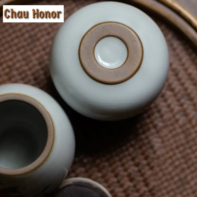 Ru Kiln White Porcelain Tea Storage Small Tea Jar Tea Box Portable Sealed Canister Storage Tank Ceramic Tea Caddy Tea Container