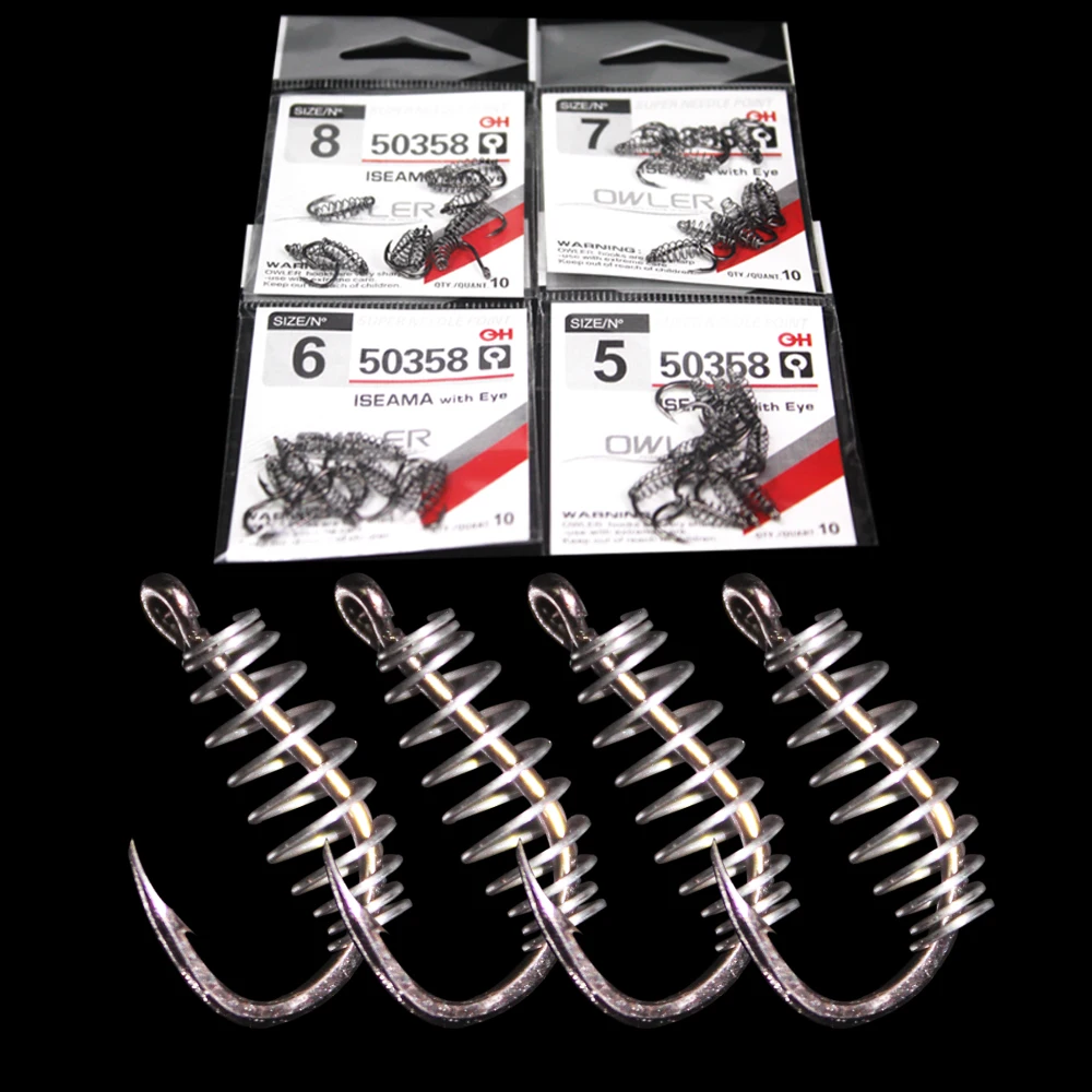 30Pcs/Lot Th50358 Iseama 1#-10# Spring Fishing Hooks Stainless Steel Barbed Swivel Explosion Hooks for Carp Fly Fishing Pesca